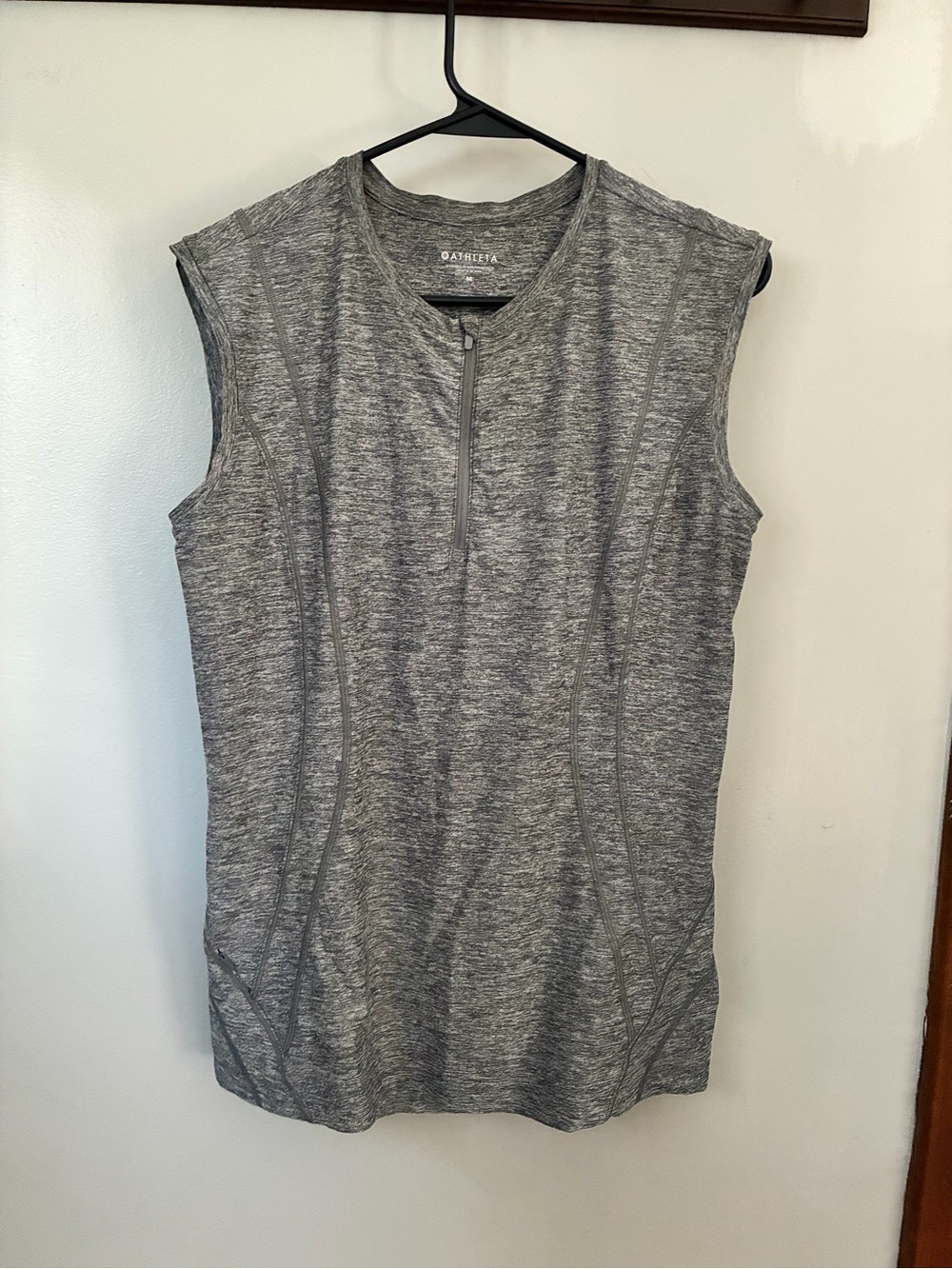 Athleta Heathered Gray Sleeveless Zip-Front Tank
